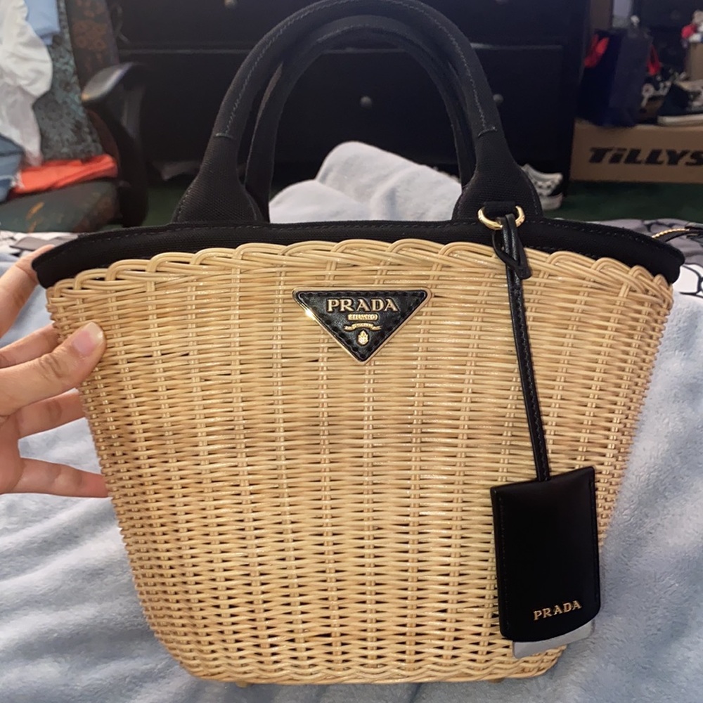 Prada convertible basket bag wicker